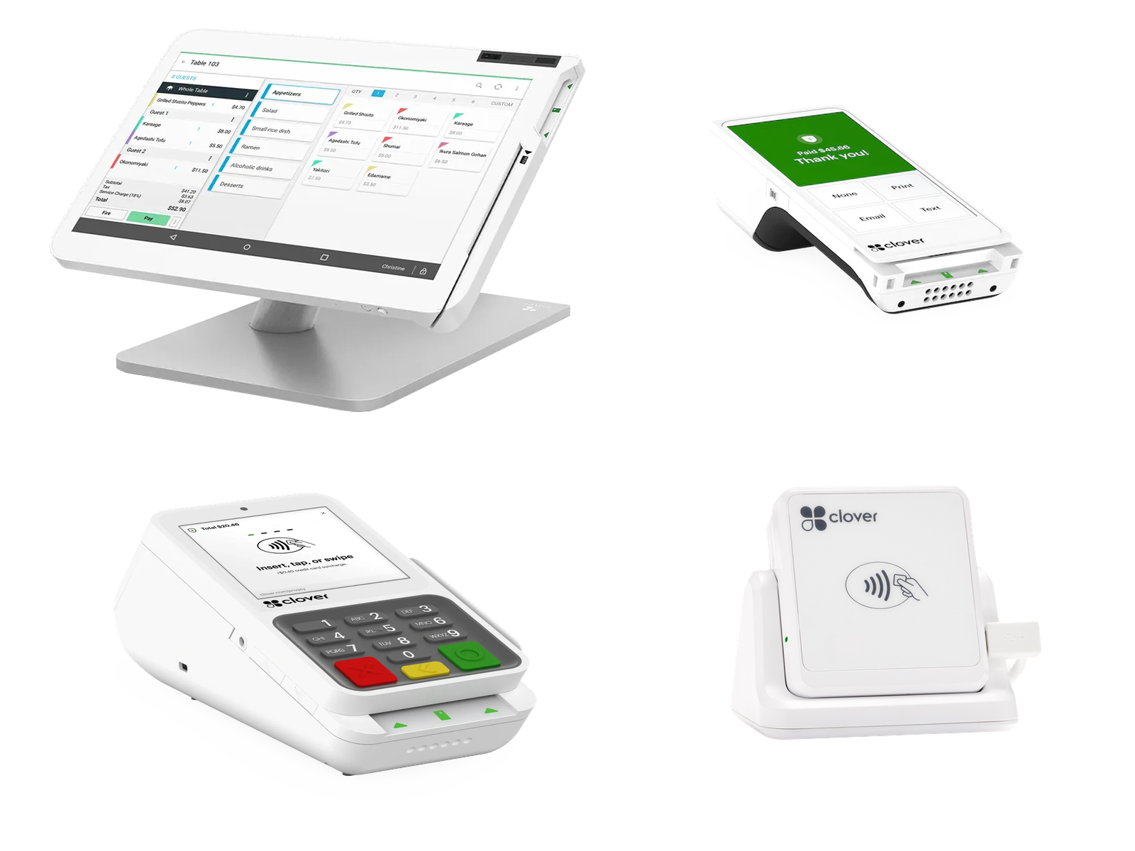 Clover device family — Station, Flex, Compact, and Go